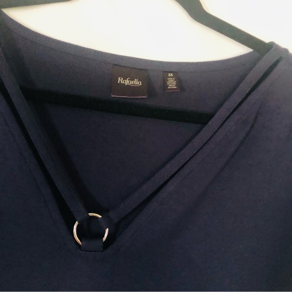 Short Sleeve T Shirt Navy Blue V Neck Size 3X Rafaella Cotton - Picture 4 of 7